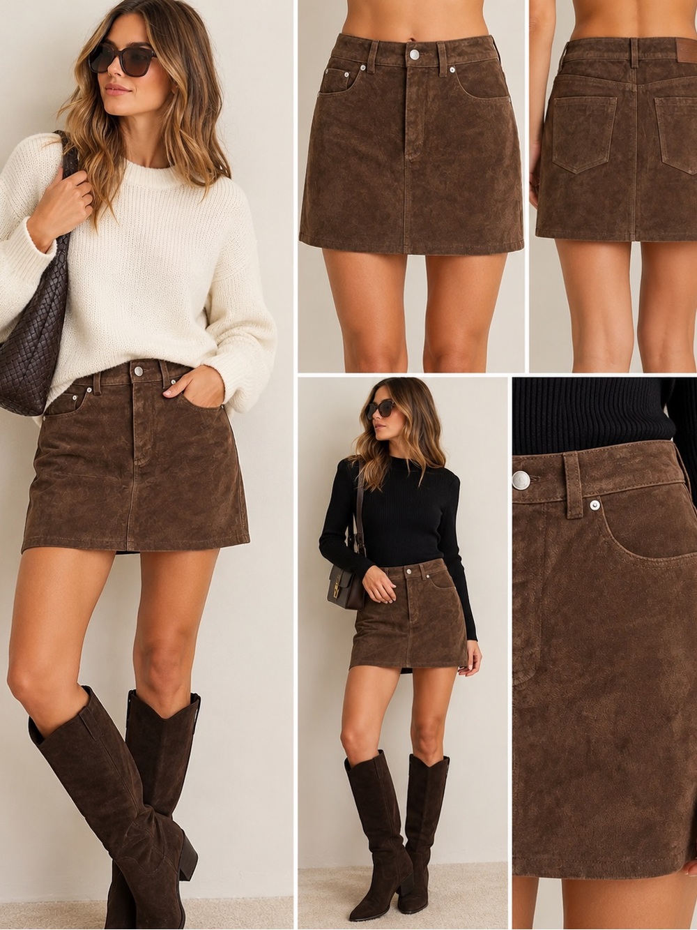 BLANKNYC NWT Chocolate Brown Genuine Suede Mini Skirt Size 29